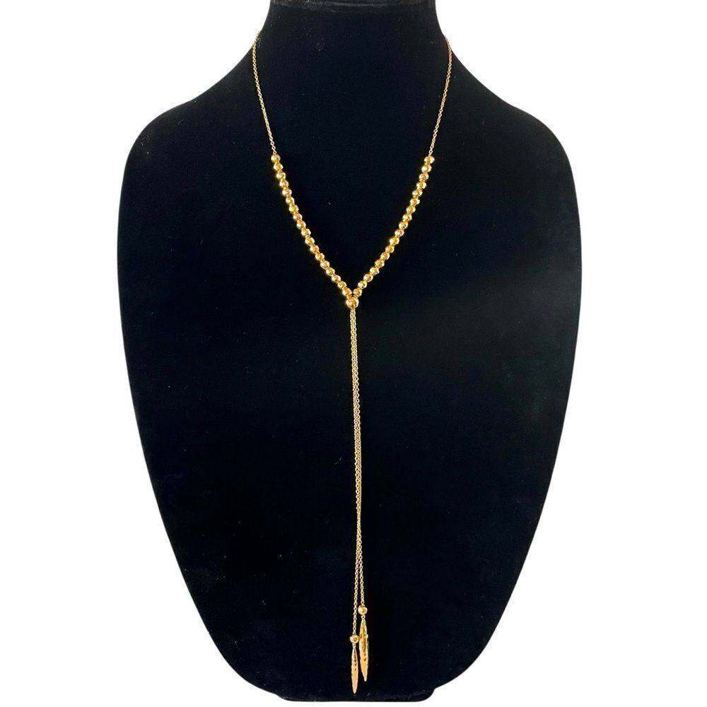 Metal Bead Adjustable Lariat Tassel Necklace